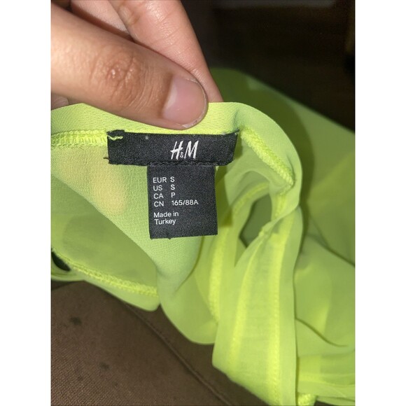 H&M Bright Neon Yellow Tank Top with Sheer Back – Size Small - Picture 6 of 7